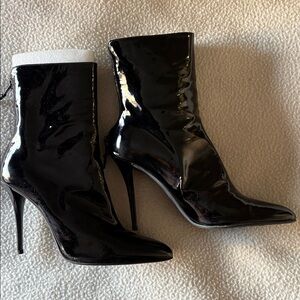 Sexy and Elegant Black Patent Booties